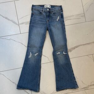 Like New! Abercrombie Kids Girls Distressed Blue Flare Jeans